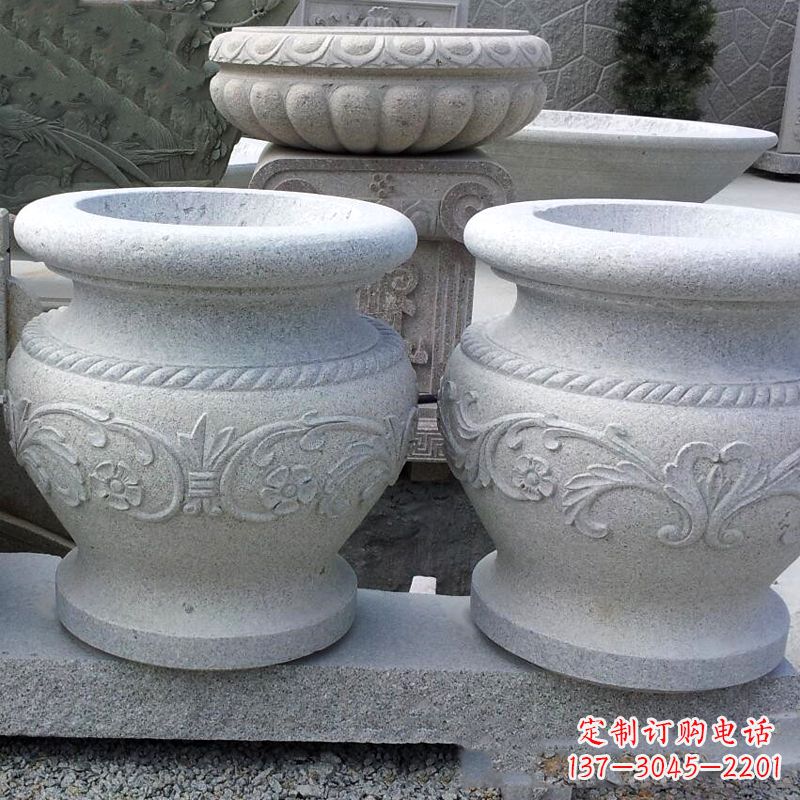 信阳砂岩花盆石雕,搭配室内装饰空间