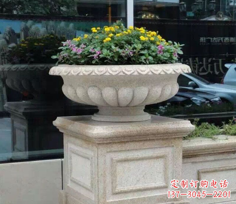 信阳精美大理石花盆雕塑