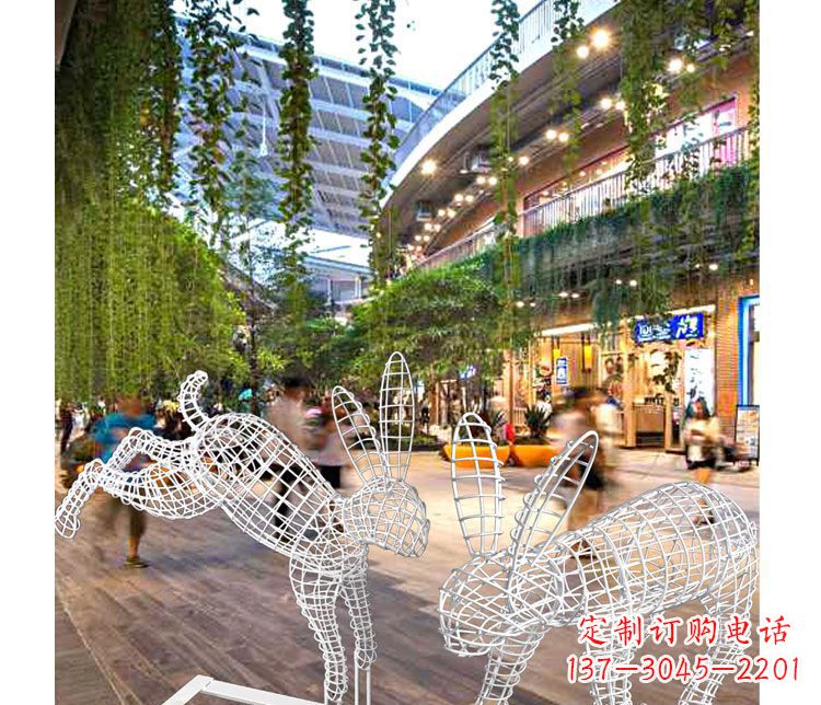 信阳商场休闲镂空兔子不锈钢雕塑