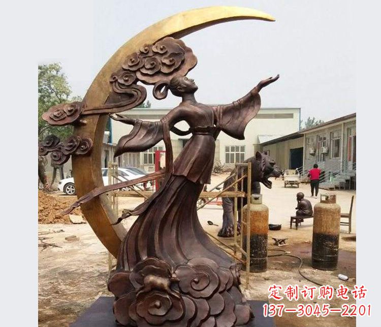 信阳中领雕塑:精美嫦娥月亮铜雕