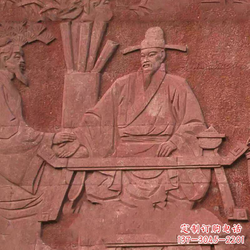 信阳沈括砂岩浮雕,重现学校历史名人壁画