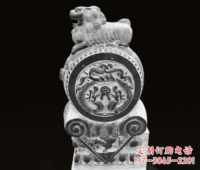 信阳中领雕塑狮子石抱鼓仿古石门墩