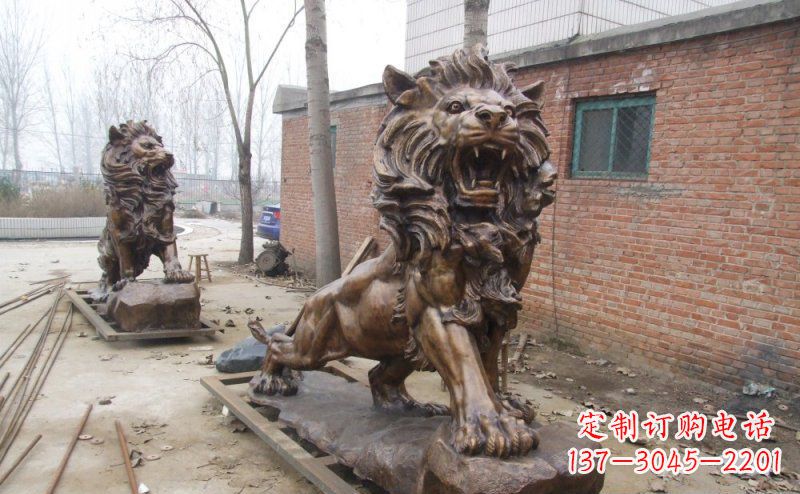 信阳狮子企业动物铜雕