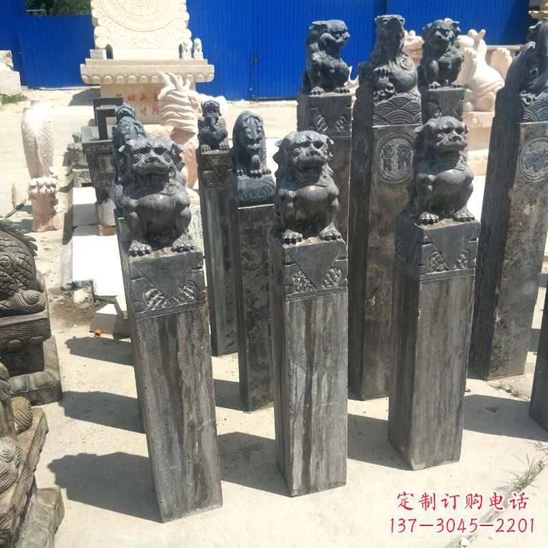 信阳狮子拴马桩雕塑,展现国之雄风