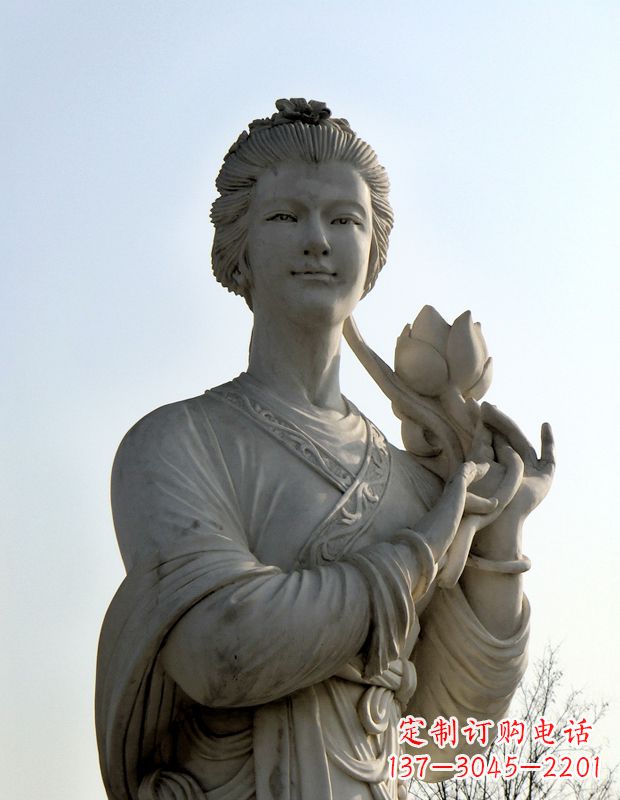 信阳汉白玉荷花雕塑,精致美丽无双!