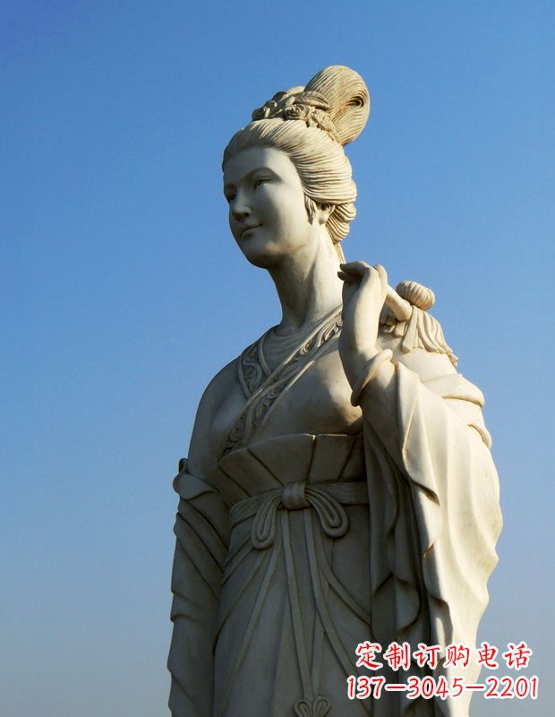 信阳十二花神九月菊花庞苏汉白玉美女雕像