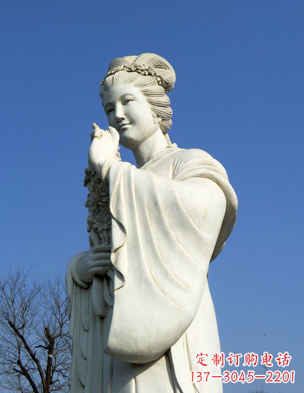 信阳十二花神之三月桃花息夫人汉白玉精美美女雕像