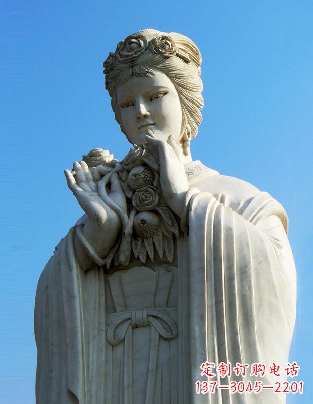 信阳石榴之美——十二花神之五月石榴李氏汉白玉古代美女雕像