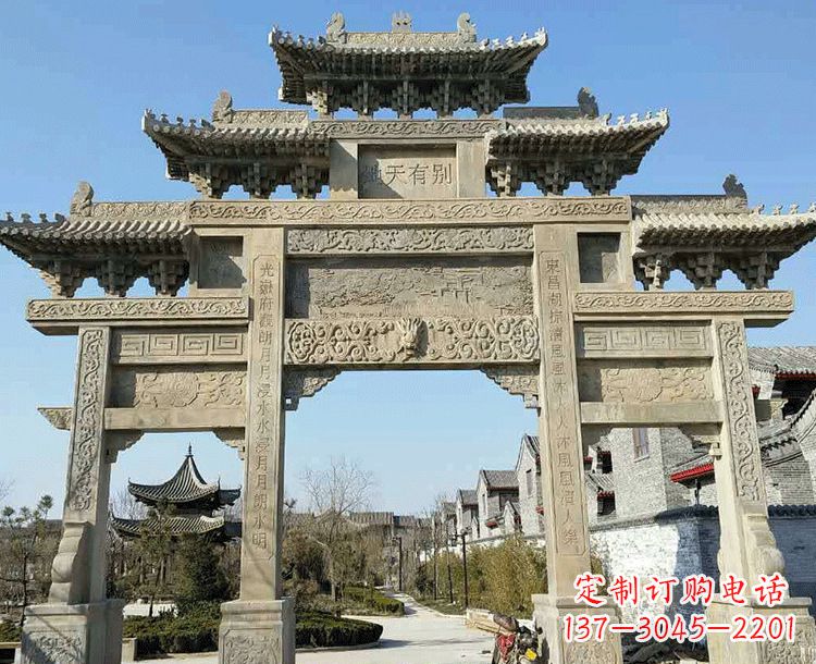 信阳中领雕塑-把双主楼石雕楼牌坊定制出精美之美