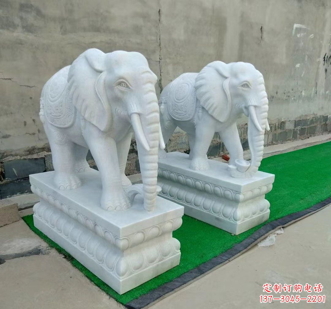 信阳中领雕塑:精美大象汉白玉雕塑