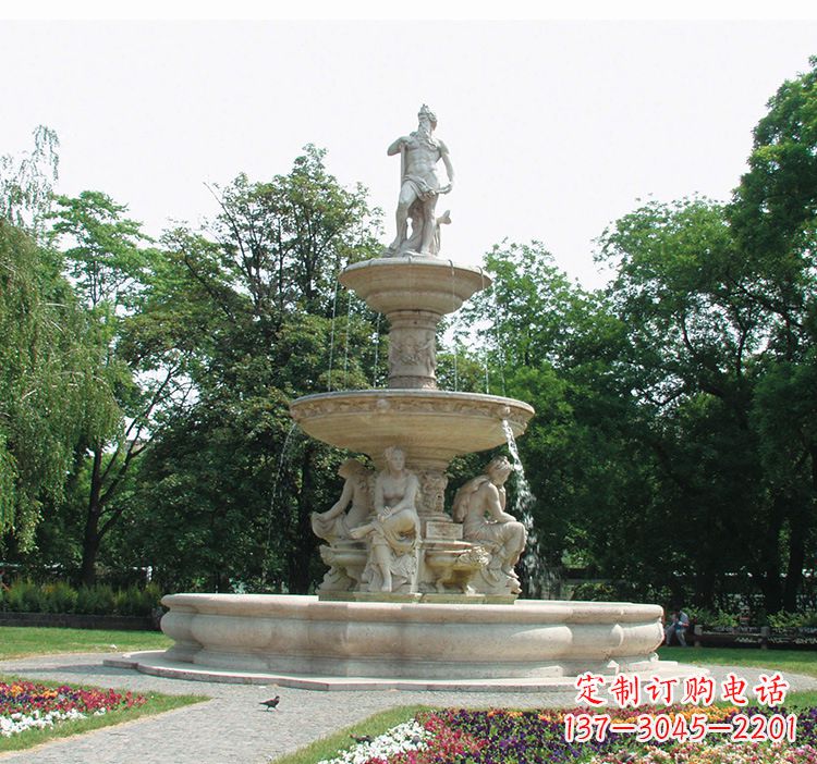 信阳石雕跌水喷泉塑型,给园林增添美感