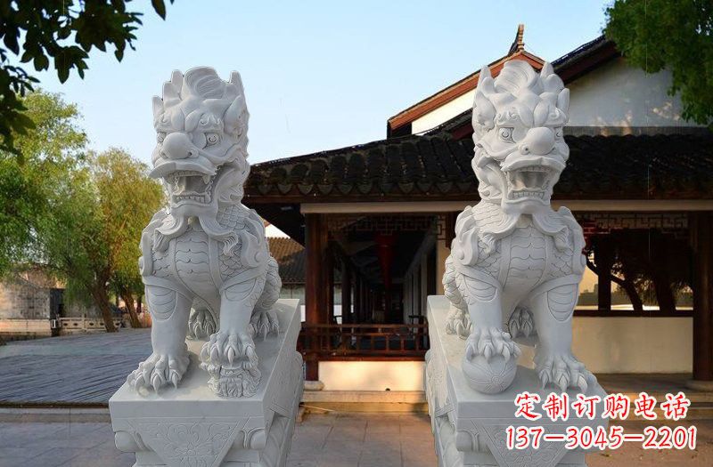 信阳精美汉白玉麒麟雕塑