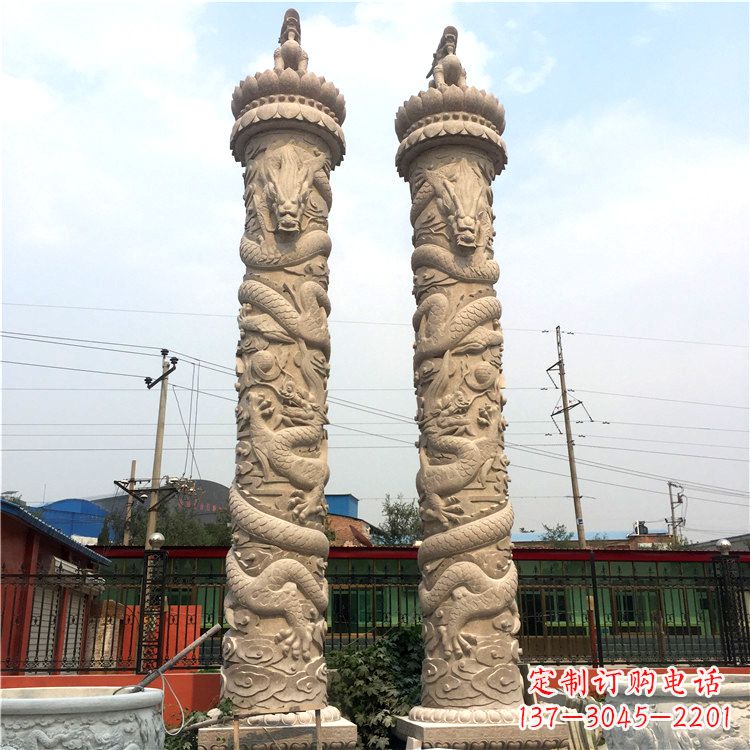 信阳石雕华表盘龙柱,雕塑工艺的精美展示