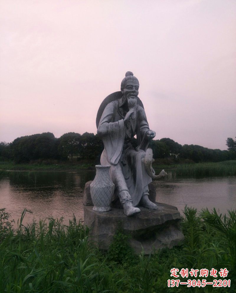 信阳美观大气的姜太公石雕鱼钓雕塑