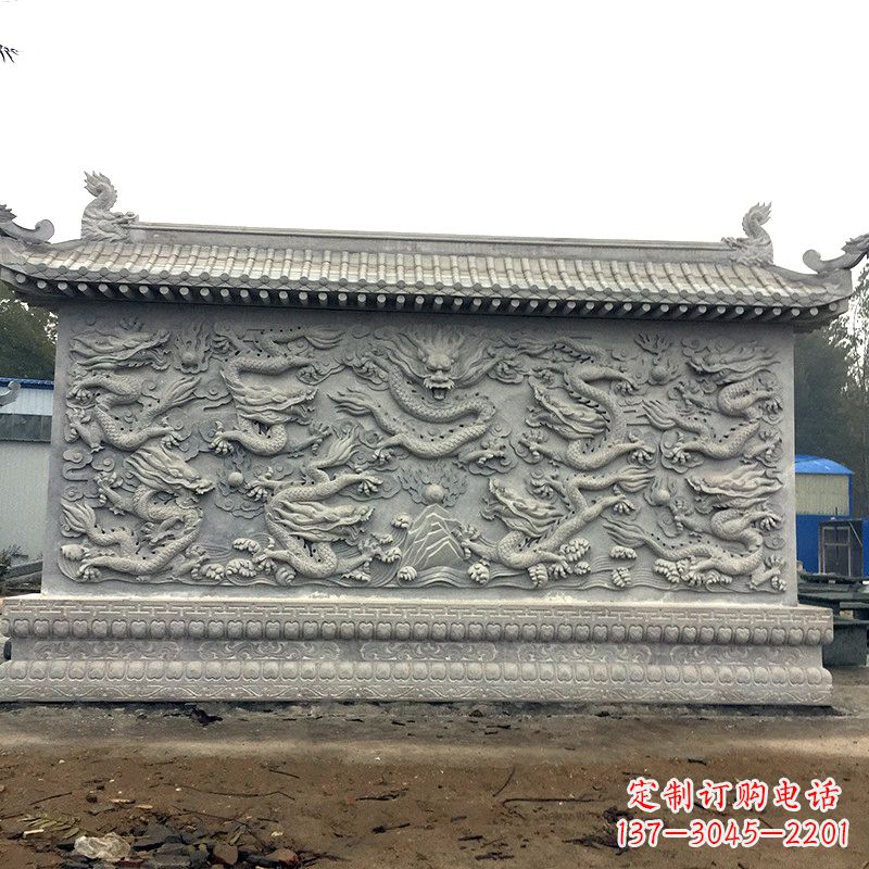 信阳中领雕塑:精美九龙壁雕塑,添彩寺庙庭院