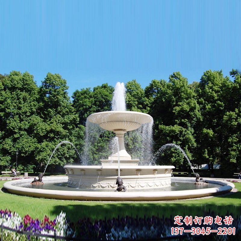 信阳风格多变的莲花喷泉雕塑