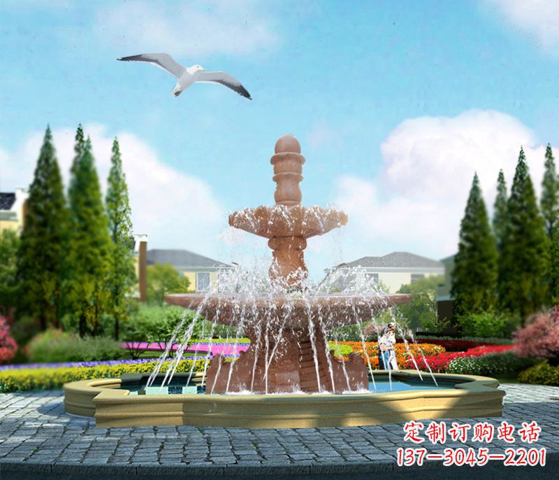 信阳石雕流水招财喷泉雕塑,让你迎接财运来临