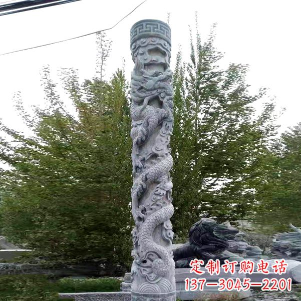 信阳华贵典雅的石雕盘龙柱雕塑