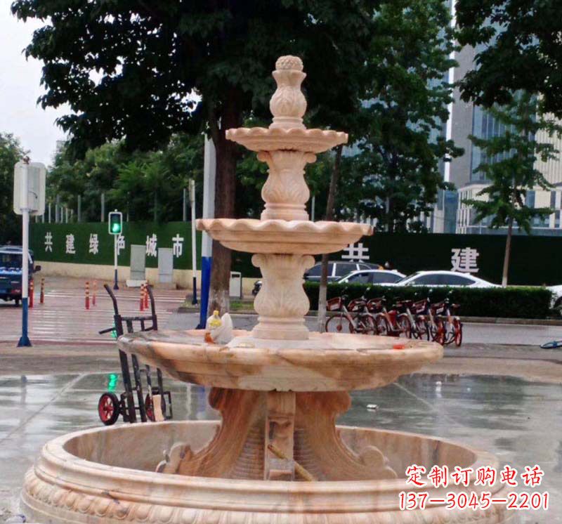 信阳石雕喷泉钵,非凡水景体验