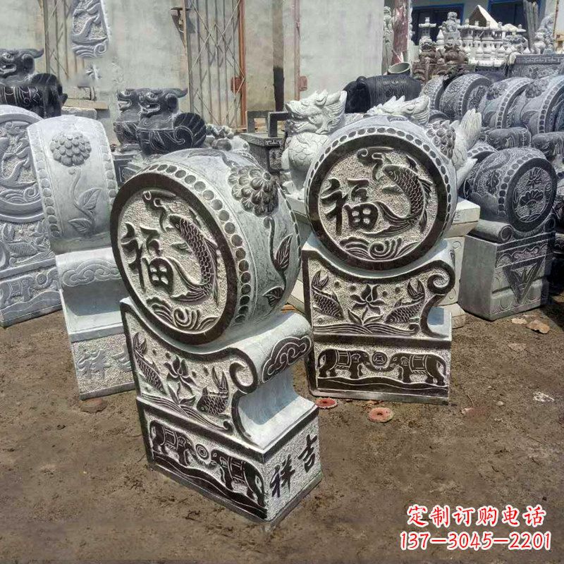 信阳石雕貔貅抱鼓门墩雕塑