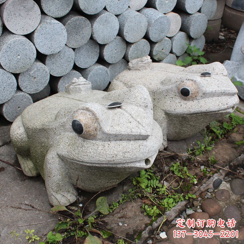 信阳石雕青蛙喷水雕塑
