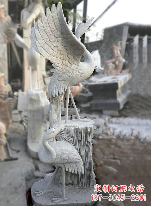 信阳石雕仙鹤景观摆件