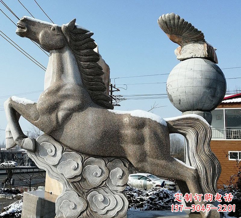 信阳石雕祥云奔马