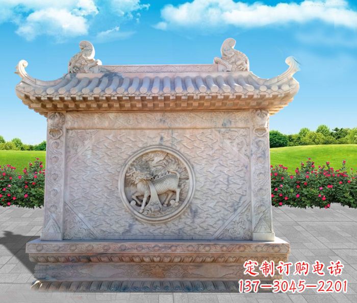 信阳石浮雕麒麟庭院影壁