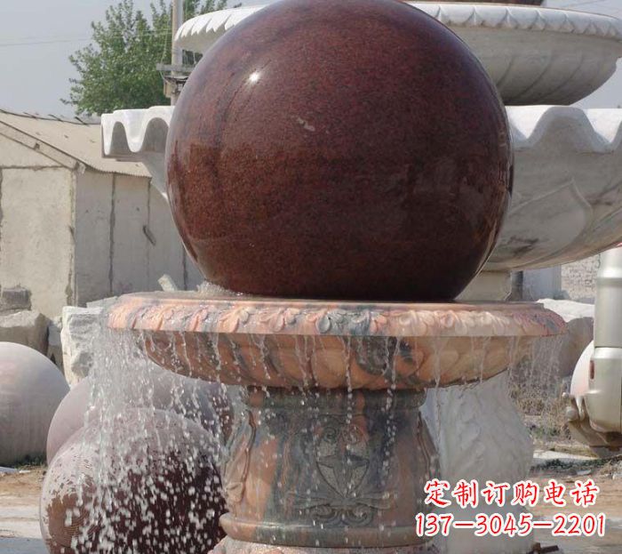 信阳石来运转小型风水球喷泉石雕