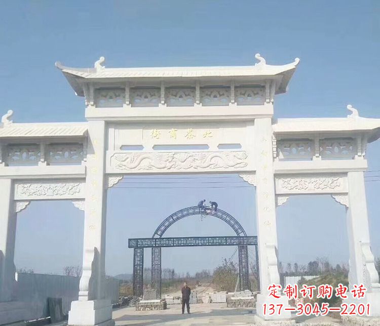 信阳石牌坊三门牌坊石雕 (4)