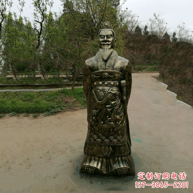 信阳始皇嬴政玻璃钢仿铜雕塑