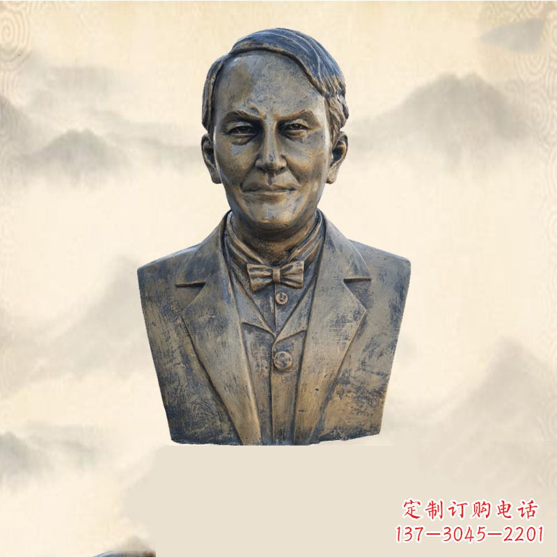 信阳世界名人爱迪生纯铜头像雕塑-学校校园名人系列雕塑