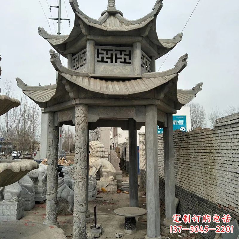 信阳双层大理石凉亭雕塑