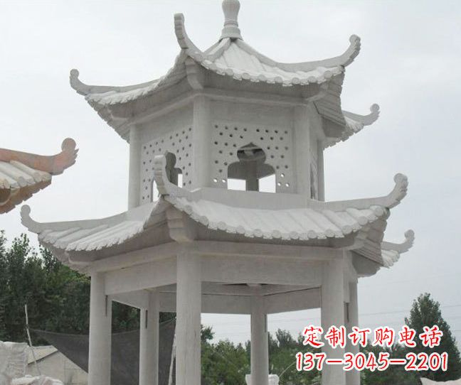 信阳双层大理石凉亭石雕
