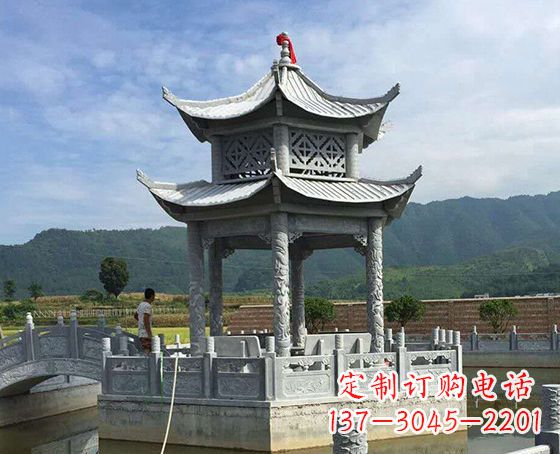 信阳双层仿古凉亭石雕_1