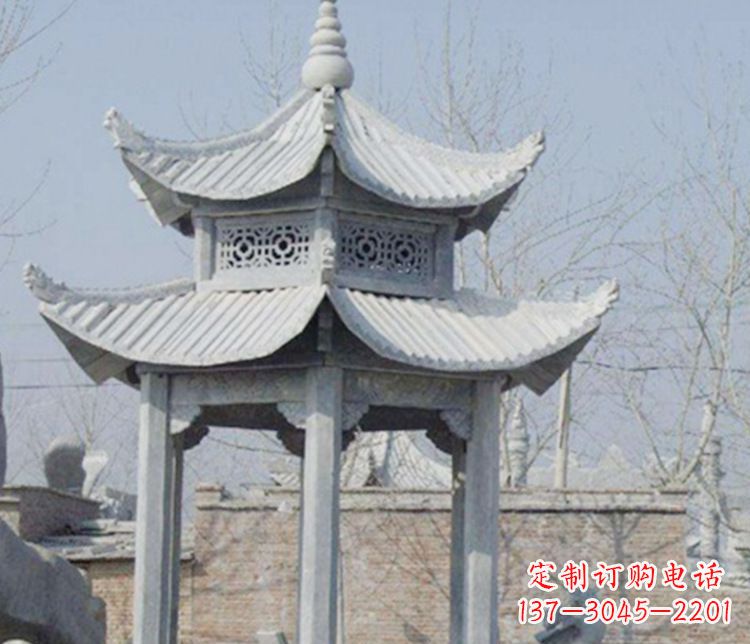 信阳双层仿古六角凉亭石雕