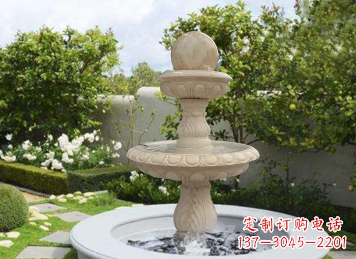 信阳双层风水球喷泉别墅石雕
