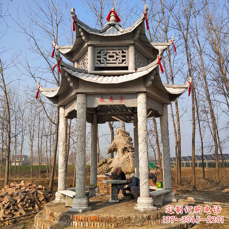 信阳双层六角石凉亭