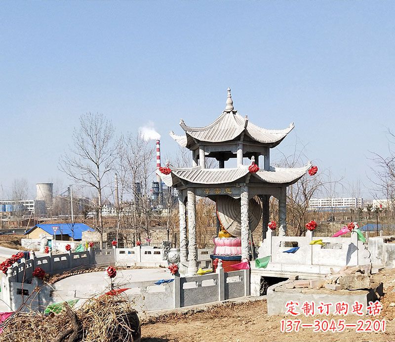 信阳双层石凉亭石雕 (2)