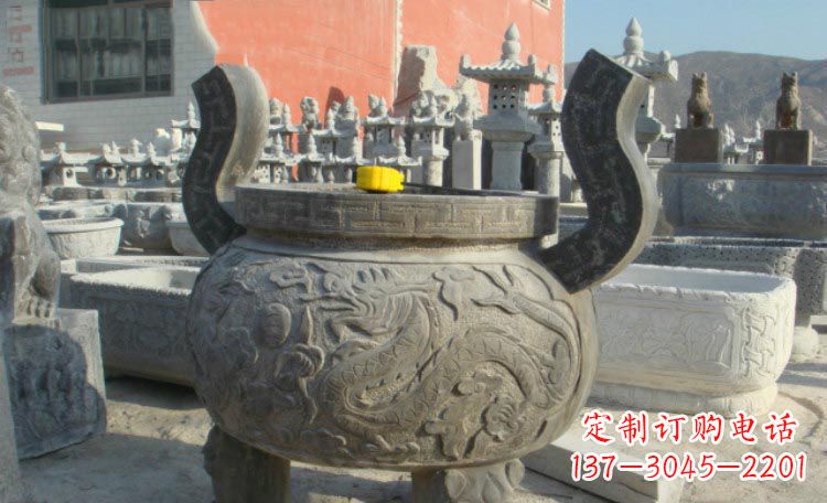 信阳双龙戏珠浮雕香炉铜雕