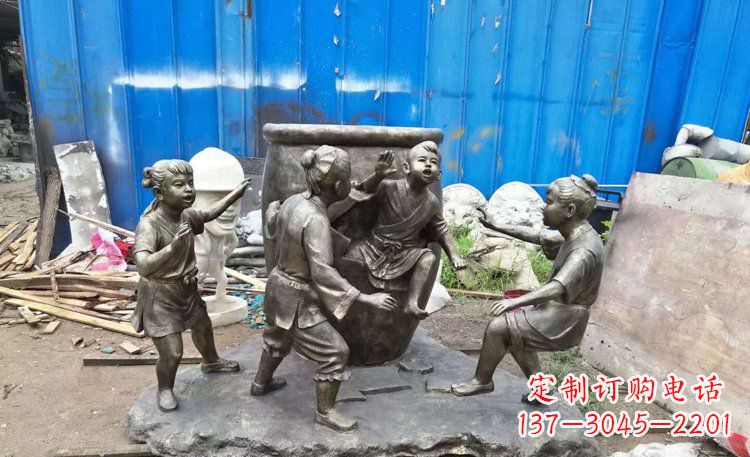 信阳司马光砸缸铜雕 (2)