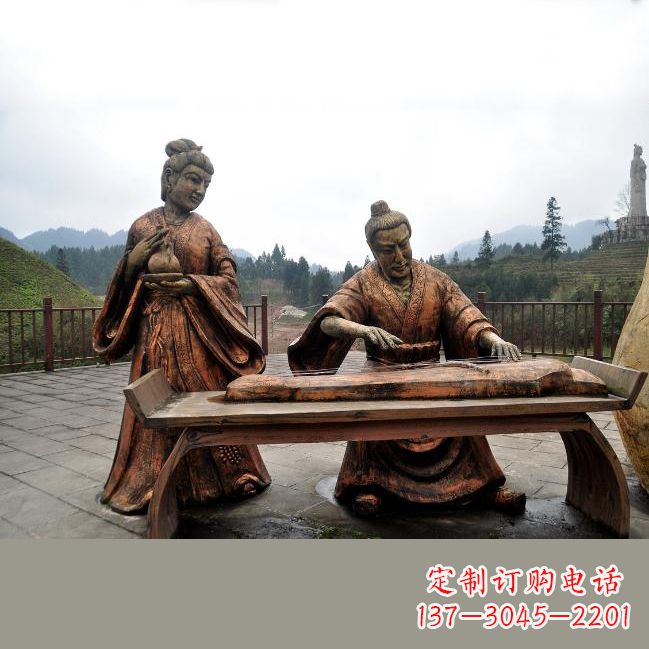 信阳司马相如与卓文君铜雕塑像-城市广场历史名人情景雕塑
