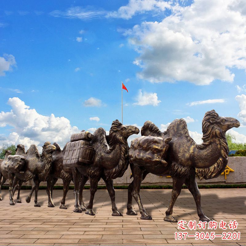 信阳丝绸之路骆驼队仿铜景观雕塑