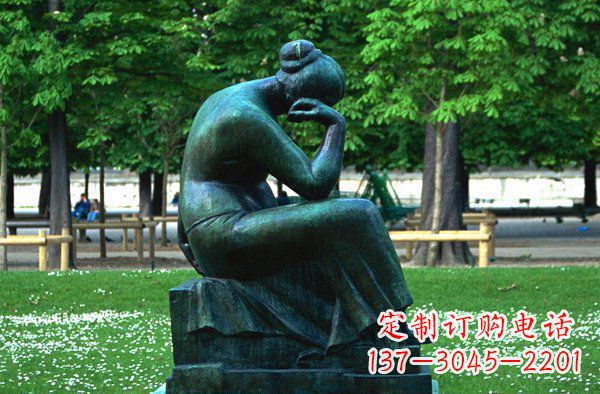 信阳思考的女人青铜人物铜雕