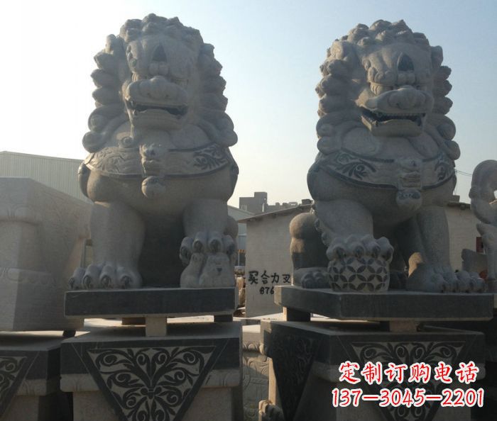 信阳寺庙景观仿古石狮子 (2)