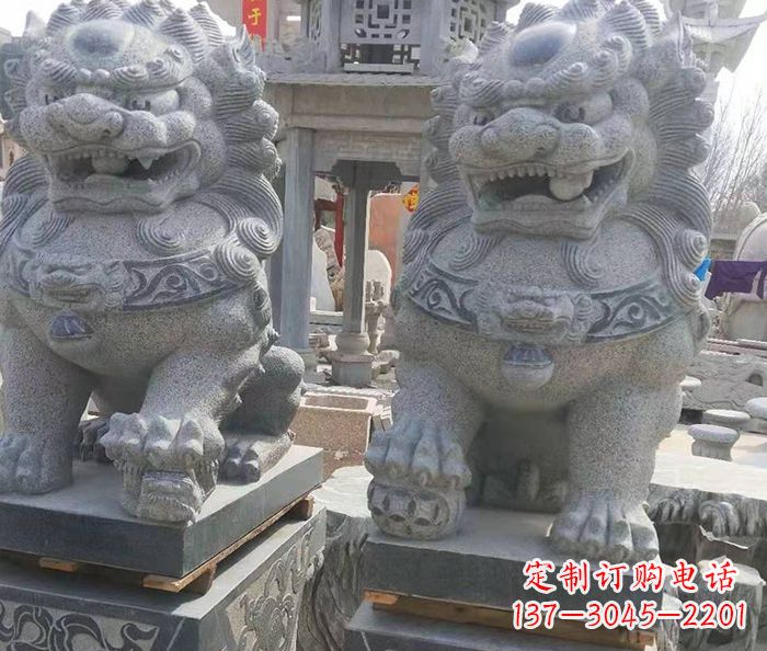 信阳寺庙景观仿古石狮子 (3)