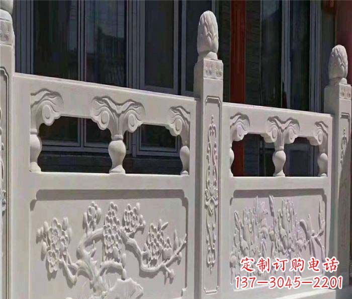 信阳寺庙景观汉白玉石浮雕栏板 (2)