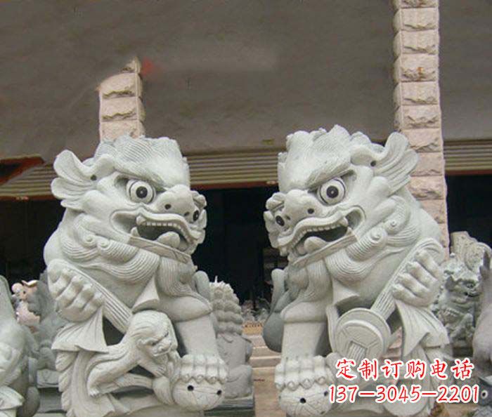 信阳寺庙景观南方狮子石雕 (2)