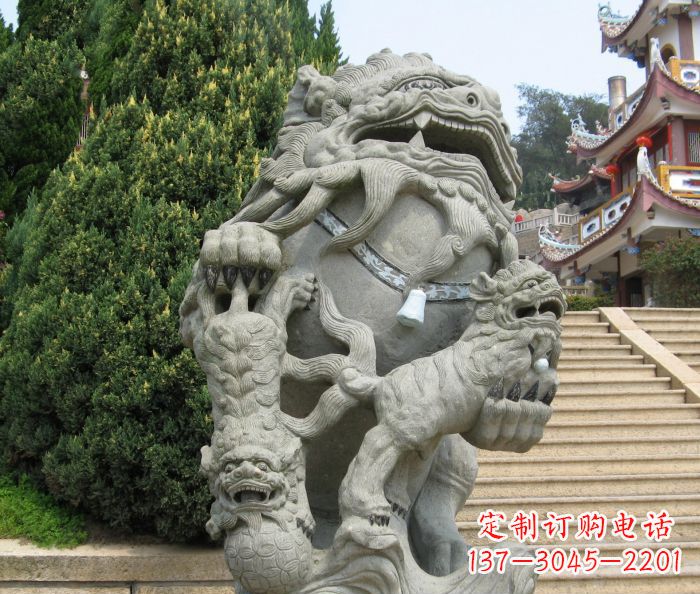 信阳寺庙景观狮子石雕