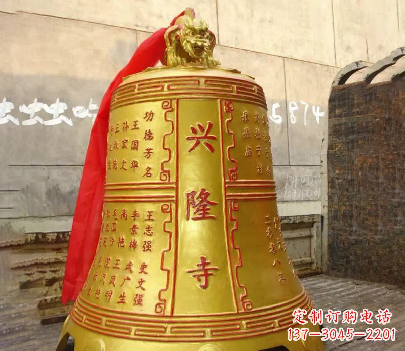 信阳寺庙景观铜钟雕塑